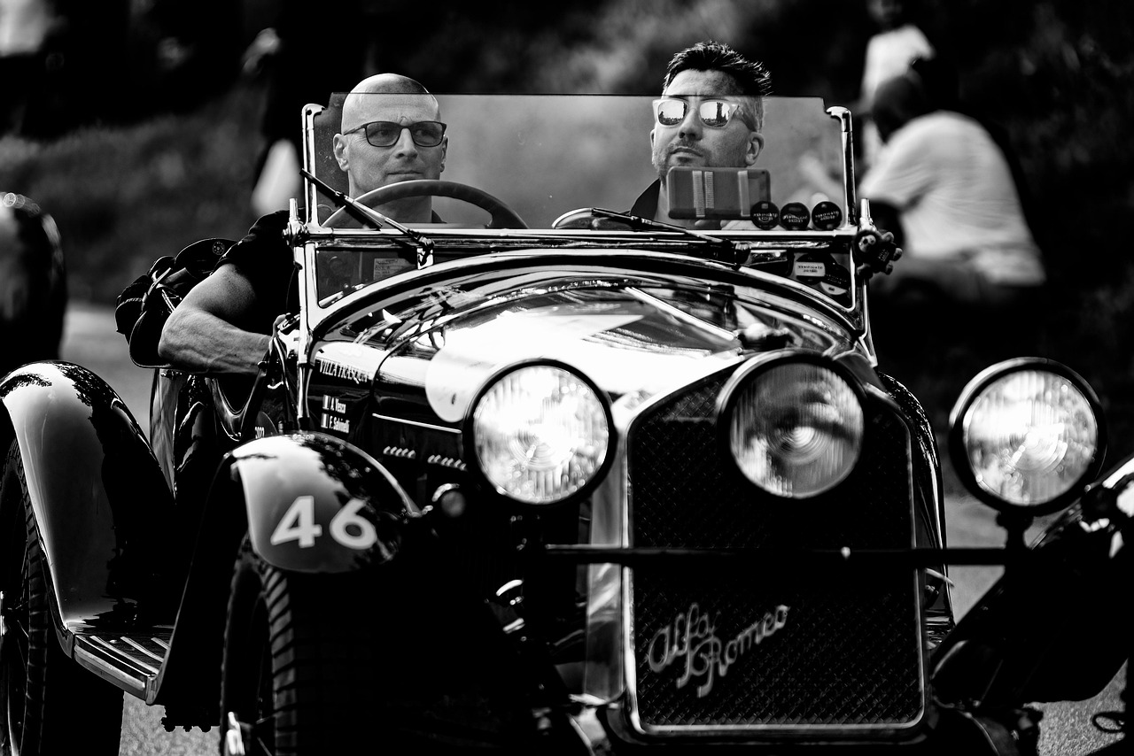 vintage classic car driving summer